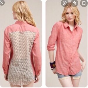 Free People Washed Red Chambray button down